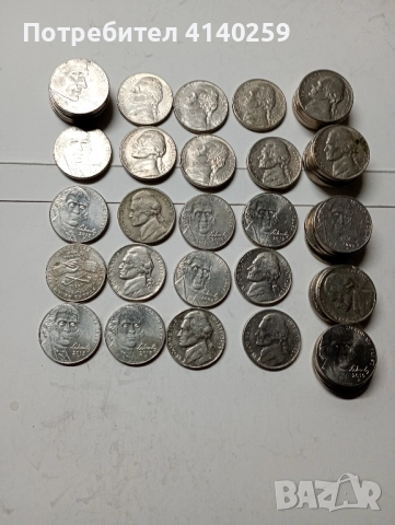 САЩ МОНЕТИ ЛОТ 5 ЦЕНТА 1970 2019 г 