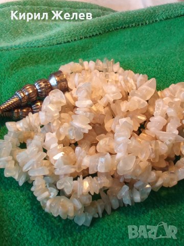 РАЗКОШНА ПОСРЕБРЕНА ЕТНОГРАФСКИ СТИЛ СКЪПОЦЕННА ОГЪРЛИЦА НАТУРАЛЕН МЛЕЧЕН КВАРЦ КРИСТАЛ 34659, снимка 4 - Колиета, медальони, синджири - 39201303