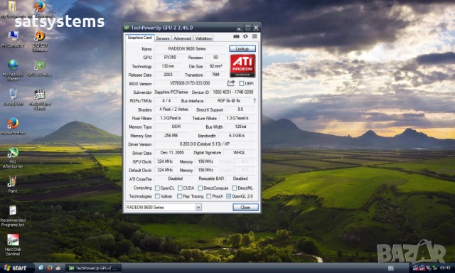 Видео карта ATi Radeon Sapphire 9600 Atlantis 256MB DDR 128bit AGP, снимка 12 - Видеокарти - 52029380