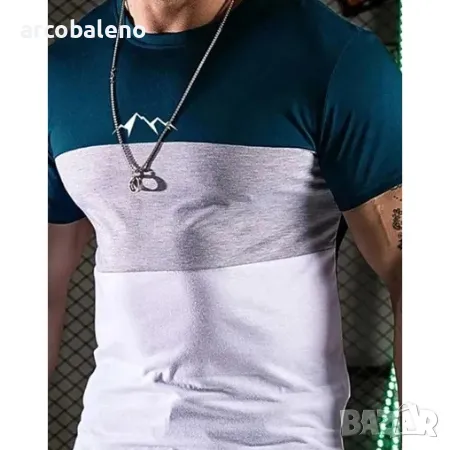 Свободна мъжка тениска с кръгло деколте и къс ръкав с цифров печат, 3цвята , снимка 3 - Тениски - 48473976