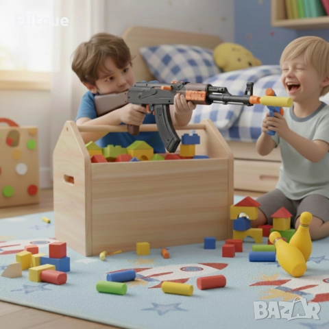 Играчка автомат AK-47 Калашников – 63 см, с меки патрони и мишени