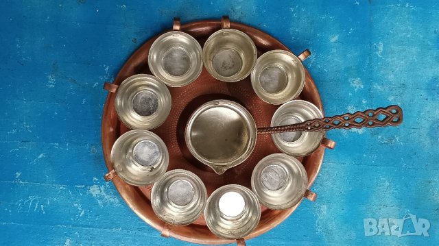 Меден, бакърен сервиз за кафе от 11 части. , снимка 2 - Антикварни и старинни предмети - 42630507