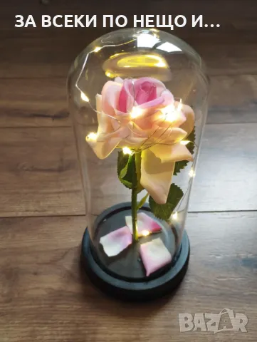 Вечна LED светеща роза в стъкленица 