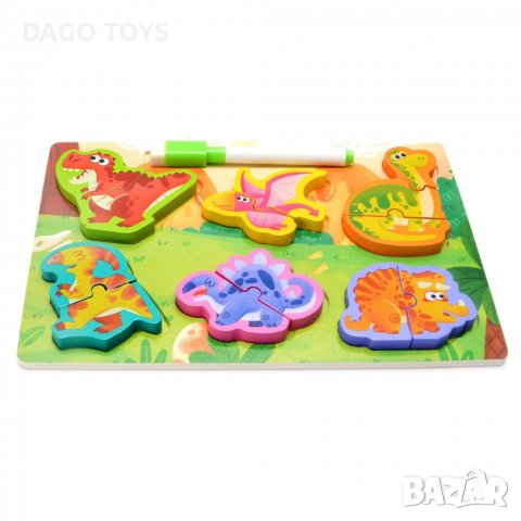 Дървен пъзел с дъска и маркер, снимка 5 - Образователни игри - 39795862