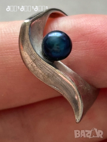 Марков сребърен пръстен с натурална морска черна перла Misaki , снимка 10 - Пръстени - 52813712