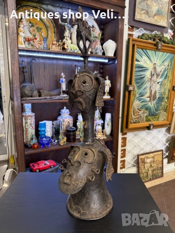 Африканска бронзова фигура/камбана Бенин №7955 