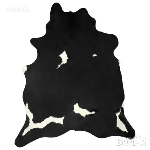 vidaXL Килим от волска кожа, черно и бяло, 150x170 см, снимка 5 - Килими - 56146524