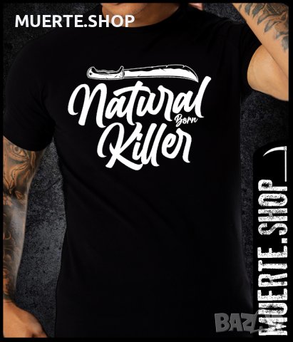 Черна тениска с щампа NATURAL BORN KILLER