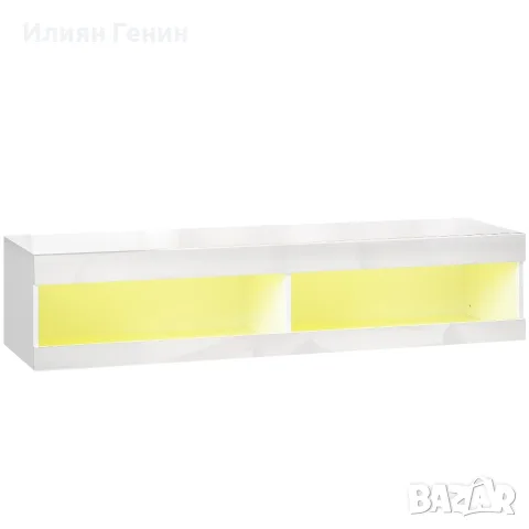 ТВ шкаф HOMCOM, нисък стенен шкаф за телевизор с RGB LED осветление в 16 цвята,