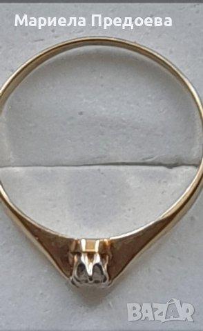 Златен пръстен с диамант 0,10 карата, снимка 5 - Пръстени - 40349727