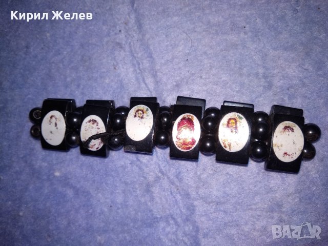 СТАРА ГРИВНА от ШЛИФОВАНИ КАМЪЧЕТА МАГНЕТИТ с ИКОНКИ РАЗТЕГЛИВА на ЛАСТИК ХЕНД МЕЙД БИЖУ 37093, снимка 3 - Гривни - 40415137