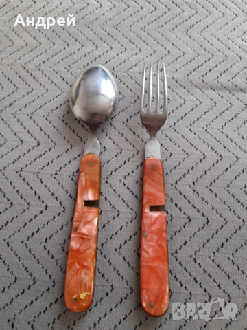 Стари сгъваеми вилица и лъжица П.Денев, снимка 5 - Други ценни предмети - 53367685