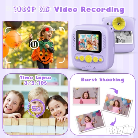 Детски фотоапарат с принтер за моментални снимки Gofunly , снимка 3 - Други - 51578374