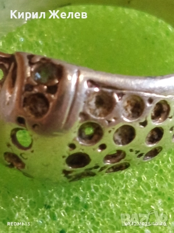 Сребърен пръстен с ажурна украса и инкрустирани кристали 8766, снимка 6 - Пръстени - 52604148