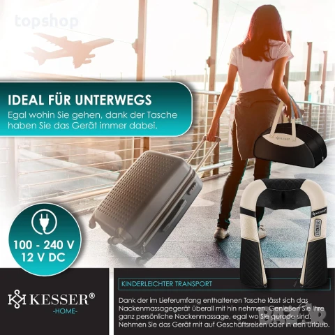 НОВ Шиацу масажор за врат, рамене и гръб с чанта KESSER® Масаж с топлина за Врат, гръб, рамене..., снимка 2 - Масажори - 50715641