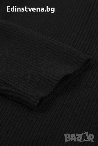 Дамска блуза в черно с ефектно деколте с копчета, снимка 9 - Блузи с дълъг ръкав и пуловери - 39480703