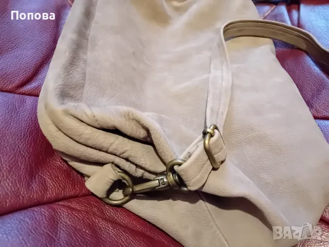 Маркова чанта естествена кожа сива, снимка 5 - Чанти - 49236259