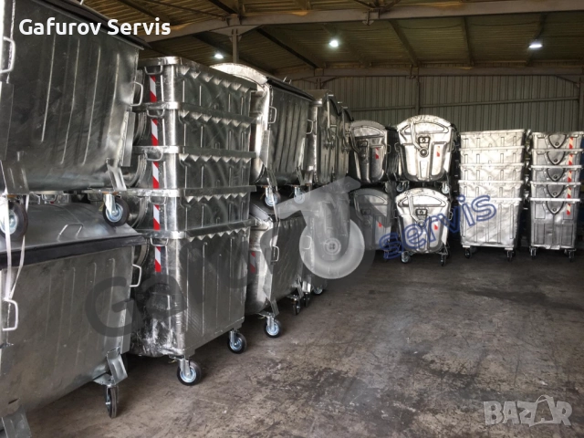 Метален контейнер за смет тип ”Бобър” 1100 л - поцинкован, усилен корпус, 4 колела, снимка 2 - Друго - 52273286