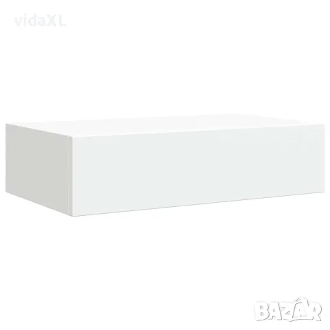 vidaXL Стенен рафт с чекмедже, бял, 40x23,5x10 см, МДФ, снимка 5 - Етажерки - 56146951