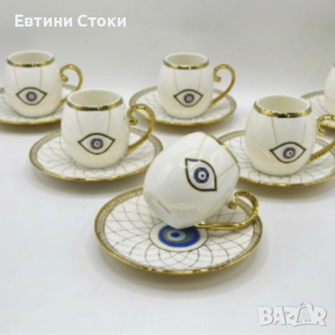 Луксозен сервиз за кафе с 6 чаши и чинийки - стил и елегантност, снимка 5 - Сервизи - 52113033