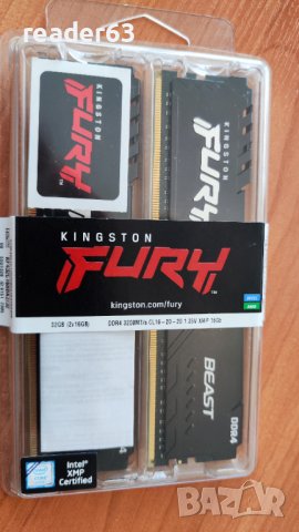 Продавам кит 2 х 16GB DDR4 3200 Kingston Fury Beast CL16, снимка 1 - RAM памет - 44184083