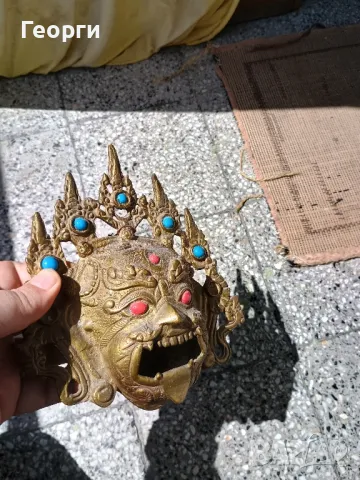 Стара бронзова маска-99, снимка 2 - Антикварни и старинни предмети - 50127143