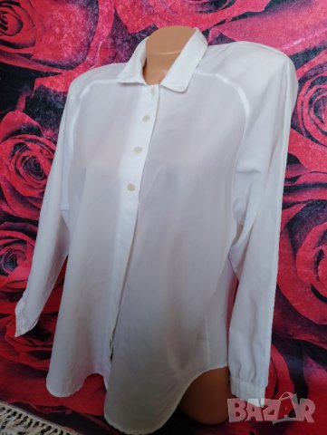 Полупрозрачна бяла риза с подплънки ХЛ, снимка 3 - Ризи - 38913227