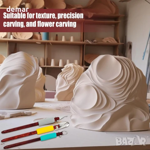 3 бр. стъргалки за глинени скулптури с противоплъзгаща дръжка, комплект инструменти, снимка 5 - Други стоки за дома - 50918694