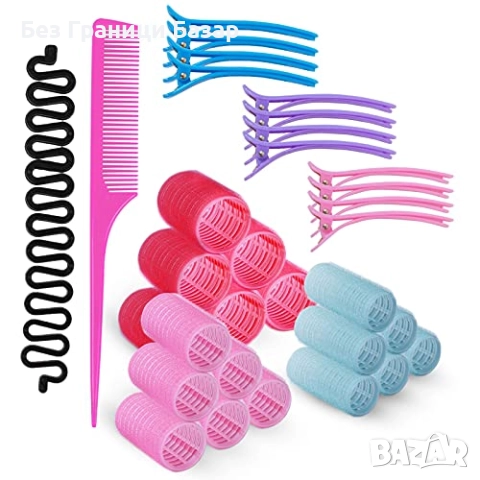 Нов Комплект ролки за къдрене без топлина, 18 части с щипки, 3 размера