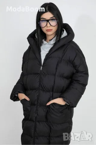 Дълго черно дамско зимно яке , снимка 2 - Якета - 48299962