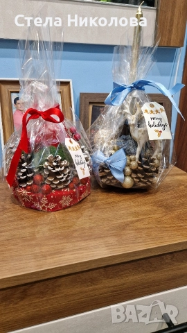 Ръчно изработени Коледни свещници и декорации със скандинавски мъх, снимка 15 - Декорация за дома - 52639912