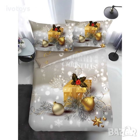 Двулицево коледно спално бельо, размер за приста (Реално изображение), 4 части - WS17363