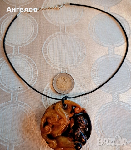 Чист нефрит! Медальон/амулет за примричане на богатство и успех, снимка 2 - Антикварни и старинни предмети - 52510681