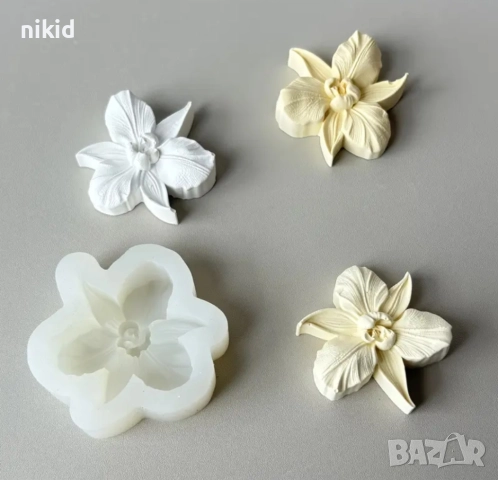 Орхидея Фаленопсис цвете среден размер дълбок силиконов молд форма фондан шоколад гипс смола сапун, снимка 7 - Форми - 52808682