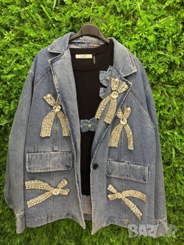 дънкови сака с ефектни панделки , снимка 3 - Сака - 51773400