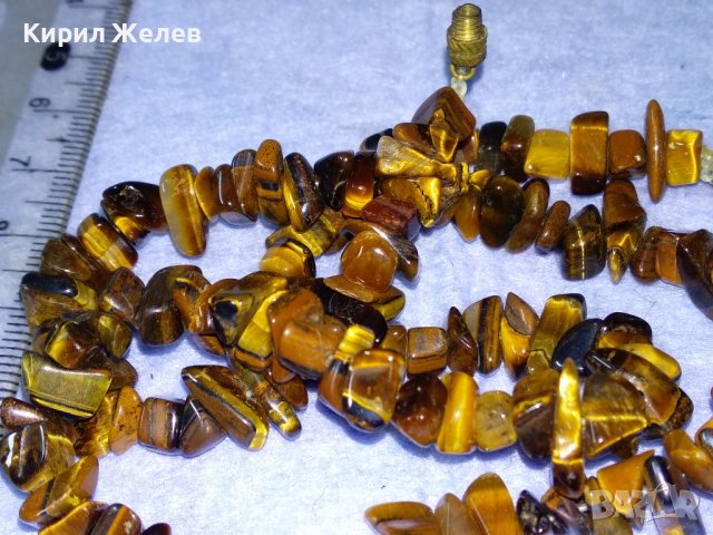 ПРЕКРАСНА СКЪПОЦЕННА ХЕНД-МЕЙД РЕТРО АРТ ОГЪРЛИЦА КАМЪЧЕТА ТИГРОВО ОКО с БРОНЗОВА ЗАКОПЧАЛКА 36916, снимка 9 - Колиета, медальони, синджири - 40684805