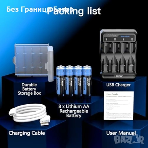 Нови AA литиеви батерии 1.5V 3500mWh 8 броя + зарядно Micro USB/Type-C, снимка 7 - Друга електроника - 53680968