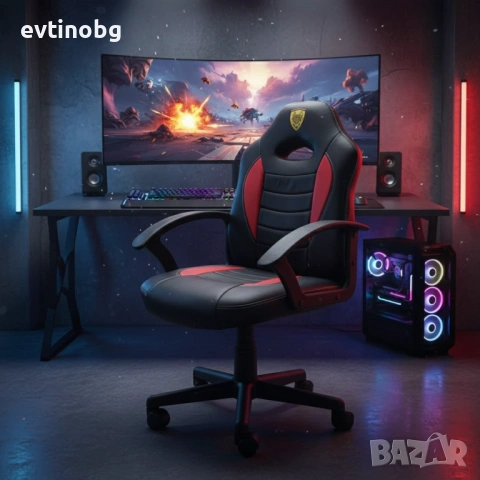 Детски геймърски офис стол – Спортен дизайн, ергономичен и регулируем, снимка 2 - Столове - 53786073