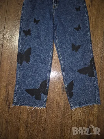 Дънки с пеперуди М/L, снимка 3 - Дънки - 49164065