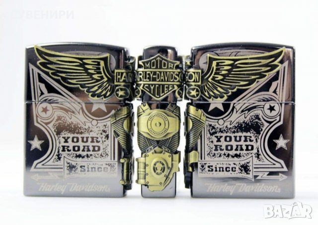 Метална запалка с емблемата на Harley Davidson