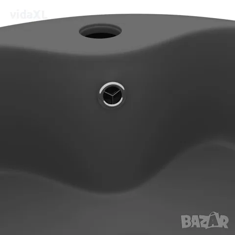 vidaXL Луксозна мивка с преливник тъмносив мат 36x13 см керамика, снимка 5 - Мивки - 56146113