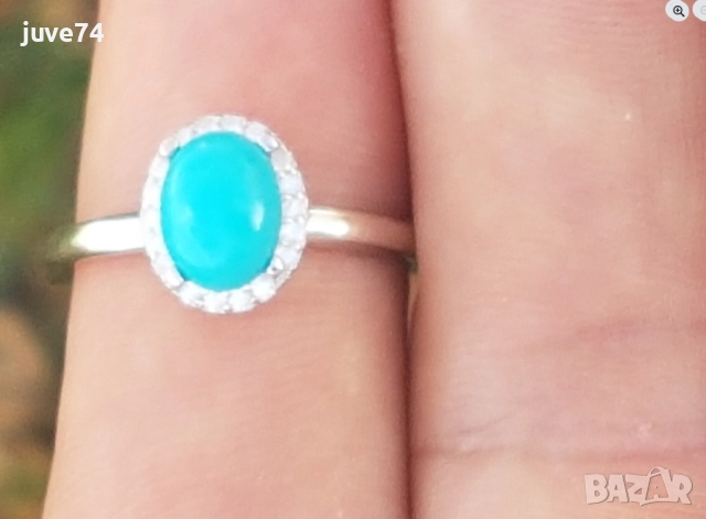 СРЕБЪРЕН ПРЪСТЕН С ТЮРКОАЗ (АРИЗОНА,САЩ), снимка 3 - Пръстени - 52249105
