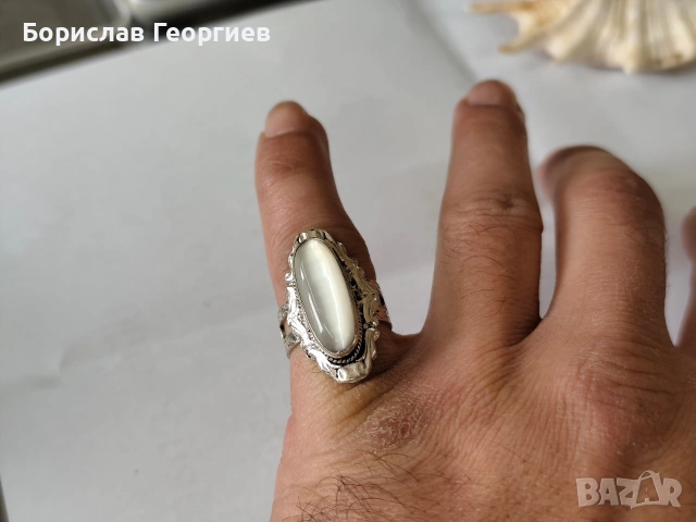 Сребърен пръстен 925 със седеф, снимка 7 - Пръстени - 53590971