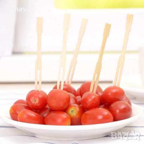 2524 Парти бамбукови вилички за хапки, снимка 2 - Прибори за хранене, готвене и сервиране - 35748438