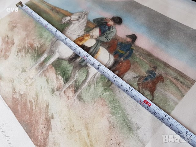 Наполеон Бонопарт на бойното поле 1910 г. цветна литография от DESVARREUX , снимка 12 - Картини - 35765881