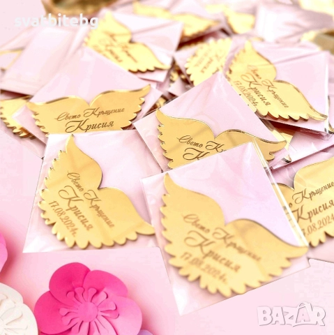 Персонализиран златен книгоразделител за кръщене – гравиран с име, Подаръчета за Гости, снимка 5 - Други - 52475694