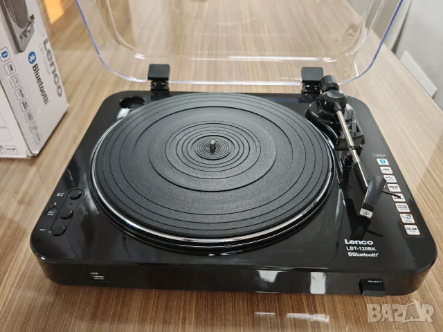 Lenco LBT-120BK грамофон с Bluetooth и USB запис – Audio-Technica, снимка 4 - Грамофони - 55770750
