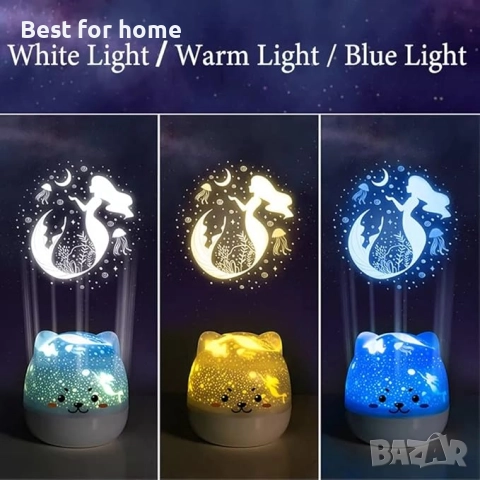  Нощна лампа-проектор Chocozone, въртящ се проектор със звездна светлина с 6 проекции, снимка 3 - Детски нощни лампи - 51934432