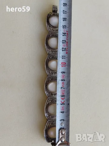 Прекрасна сребърна филигранна гривна с камъни от седеф,сребро 925-sterling, снимка 14 - Гривни - 47999153