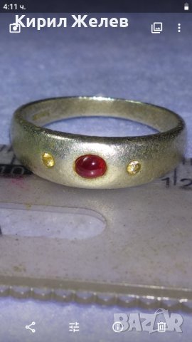 СКЪПОЦЕНЕН ВИНТИДЖ АРТ СРЕБЪРЕН СРЕБРО 925 HWH с ЮВЕЛИРНО ШЛИФОВАН РУБИН и 2 КАМЪКА ЖЪЛТ ТОПАЗ 40195, снимка 9 - Пръстени - 42646435